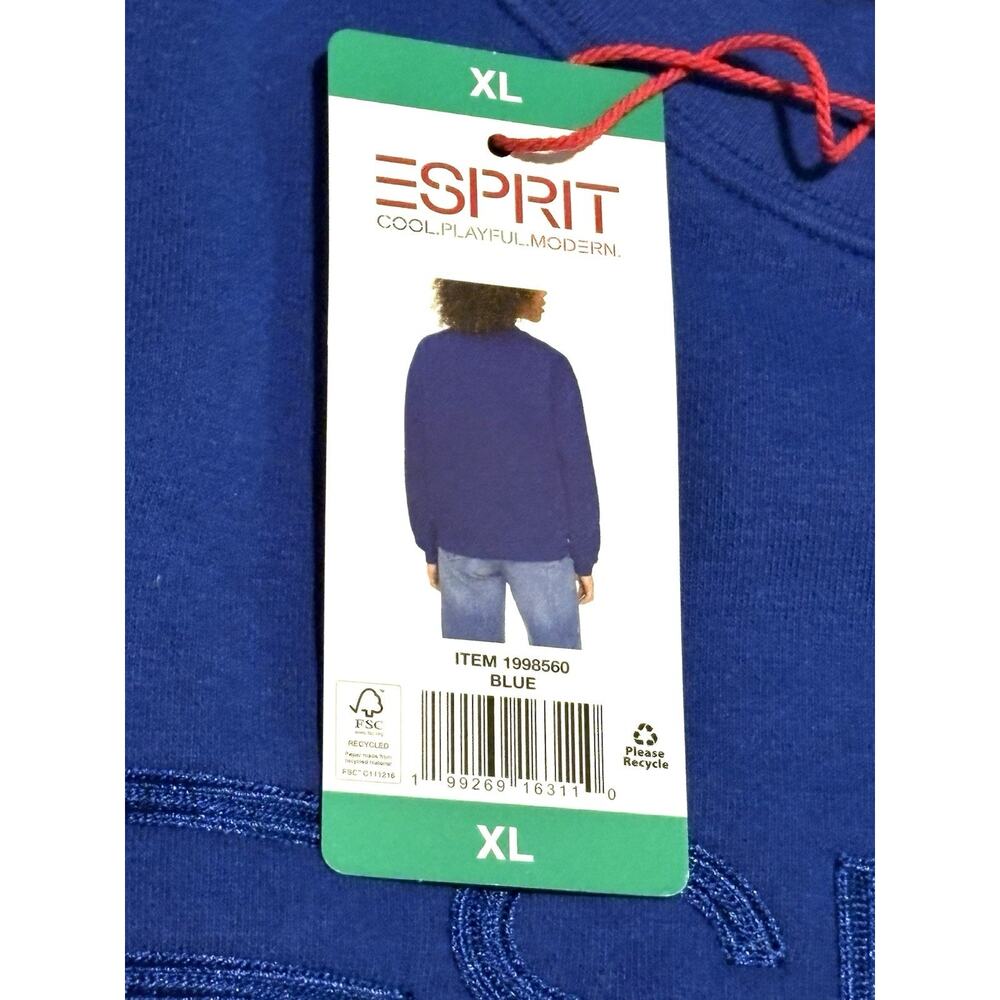 Esprit Costco Crewneck Sweatshirt Womens Sz XL Blue Retro Logo NWT - Picture 4 of 10